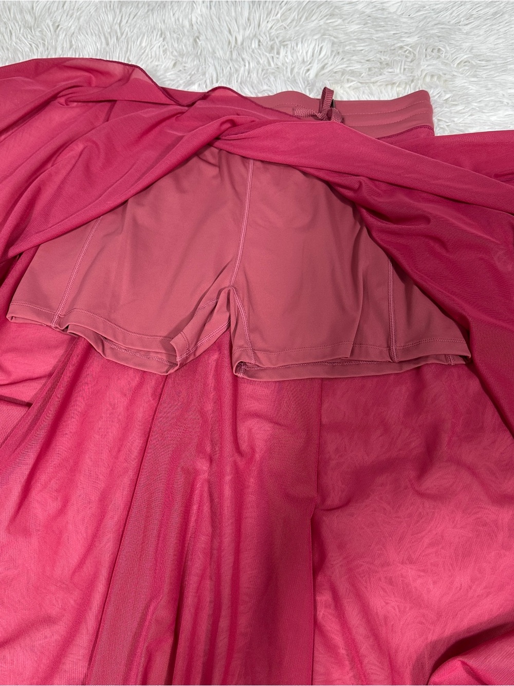 Halara High Waisted Drawstring Contrast Mesh 2-in-1 Pocket Flowy Midi Flare Sz M - Picture 6 of 10